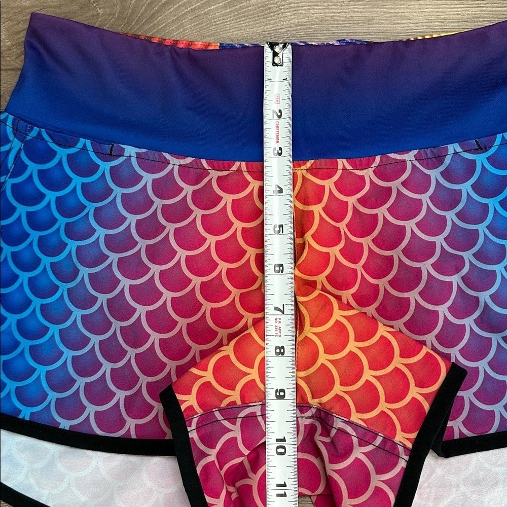 INKnBURN Mermaid Scale Performance Lined Running Shorts Blue Red Size 6 - Picture 12 of 13